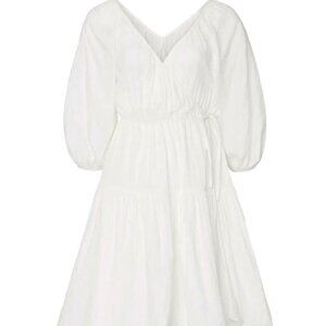White Puff Sleeve Wrap Dress by Whitney Port